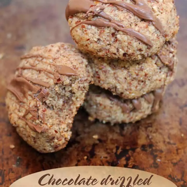 Chocolate Drizzled Hazelnut Bites