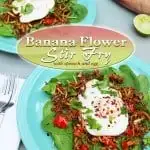 A popular Sri Lankan dish, this banana flower stir fry makes a delicious, highly aromatic, unique, and healthy side dish to a variety of meats and vegetables.