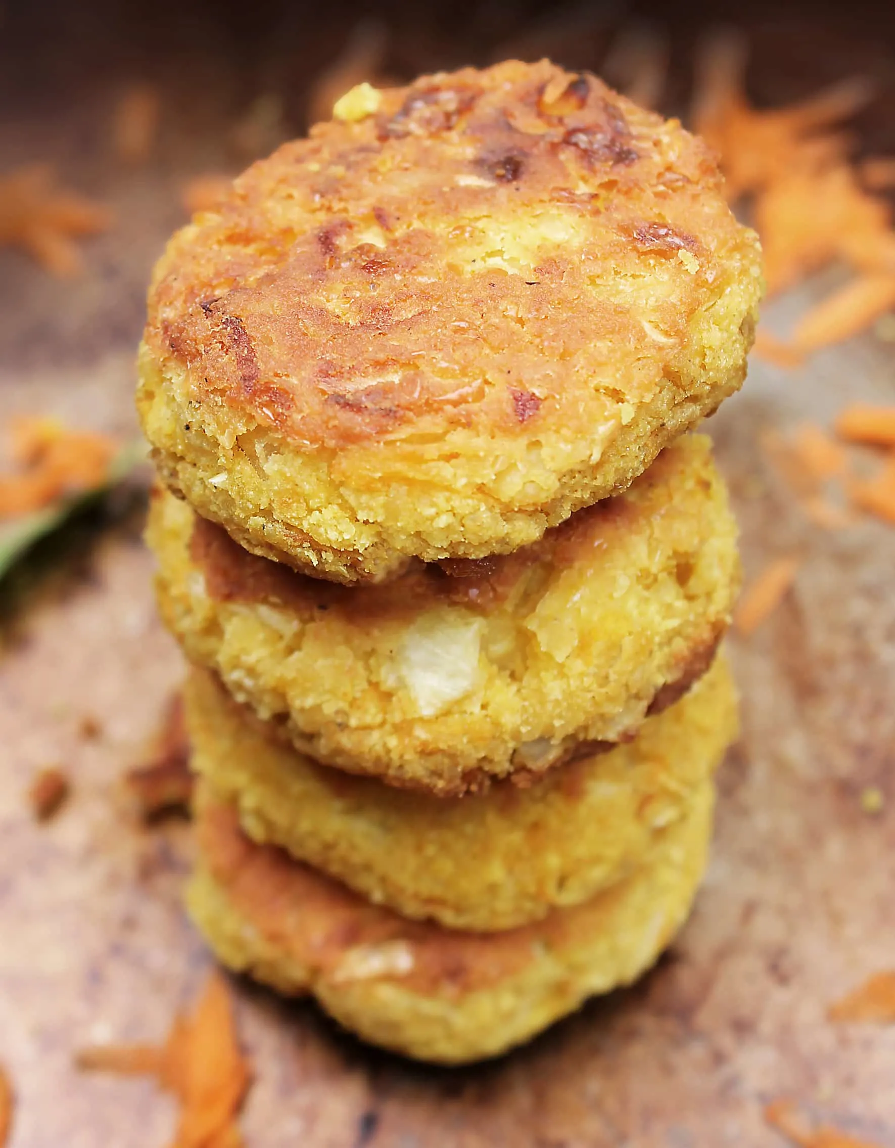 Stack of navy bean and carrot falafel