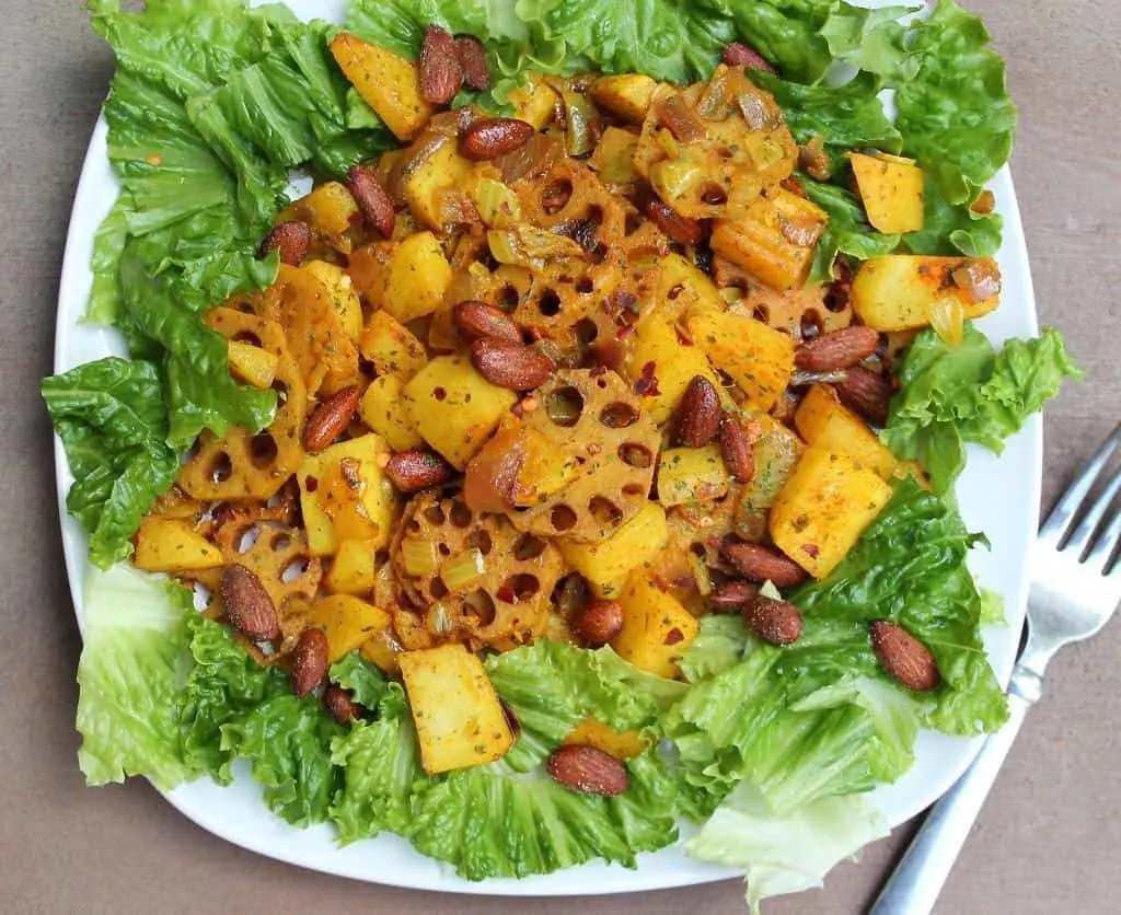 Lotusroot and jicama salad with Blue Diamond Almonds