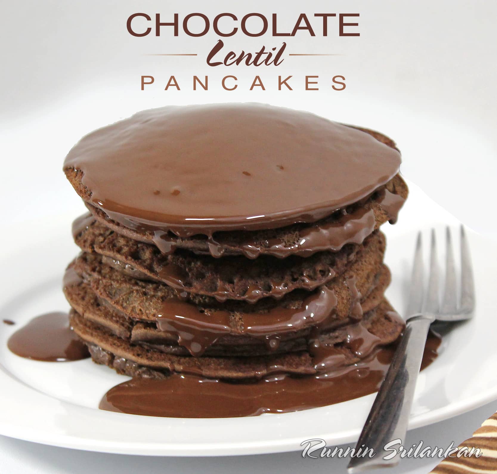 chocolate lentil pancakes with chocolate sauce