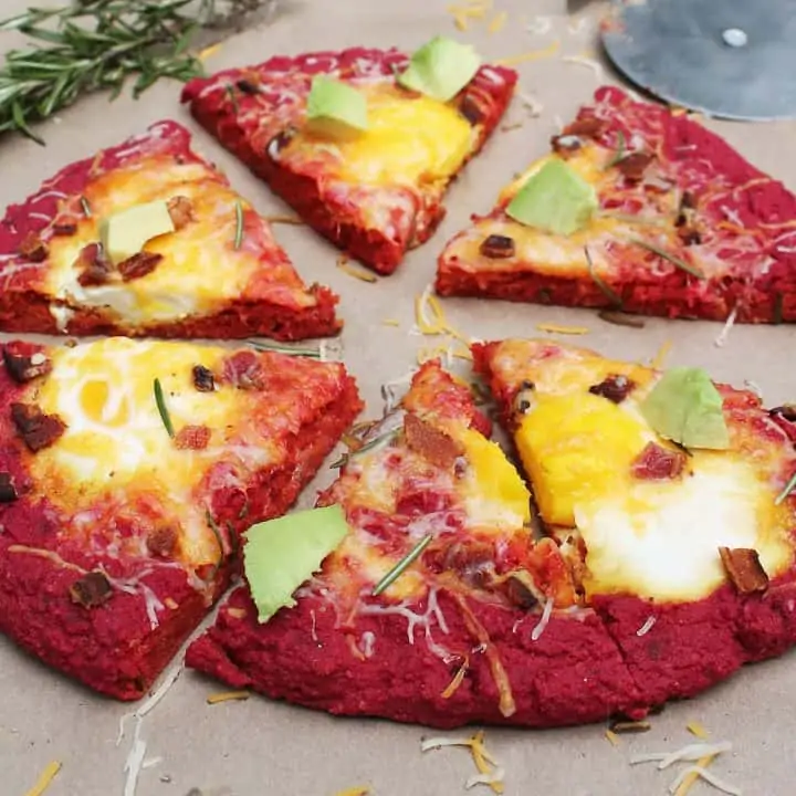 Beet Crust Breakfast Pizza w/Eggs And Bacon
