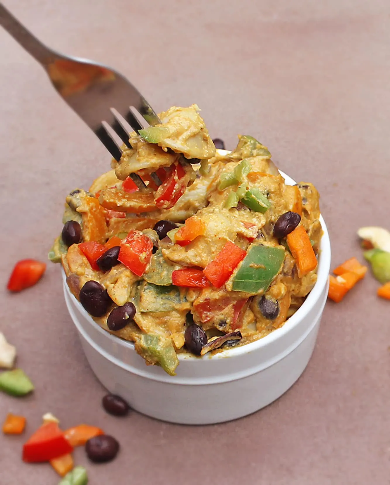 spicy pumpkin cashew sauced pepper pasta