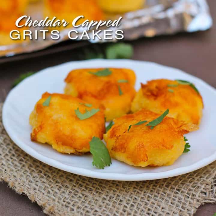 Cheddar Capped Grits Cakes {Cooking With Caitlin}