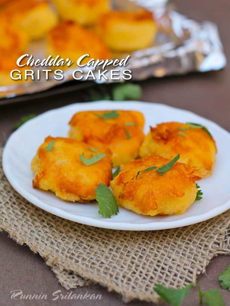 Cheddar Capped Grits Cakes