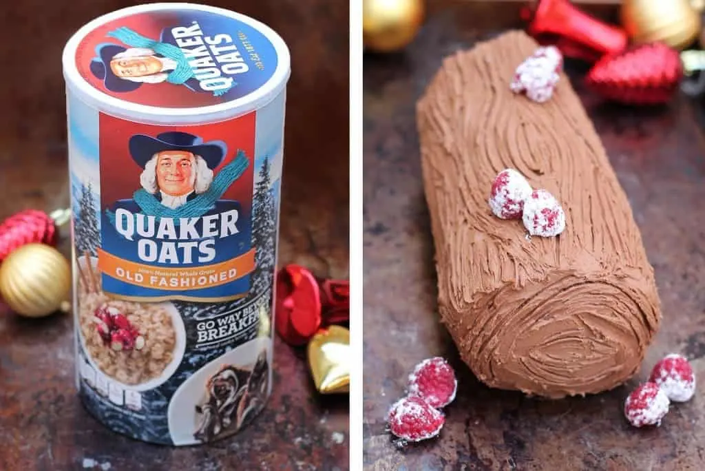 Quaker-Oats was used to make this delicious chocolate yule log