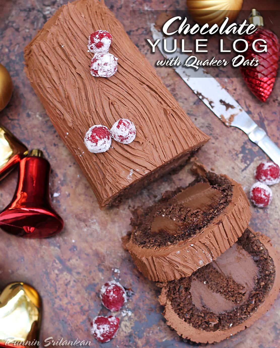 Chocolate Yule Log With Rolled Oats - Savory Spin