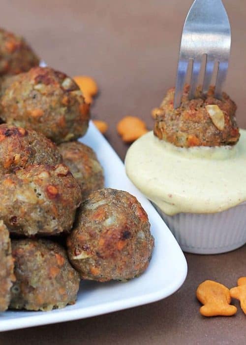 Honey Mustard Turkey Balls with Honey Mustard Yogurt Dip!