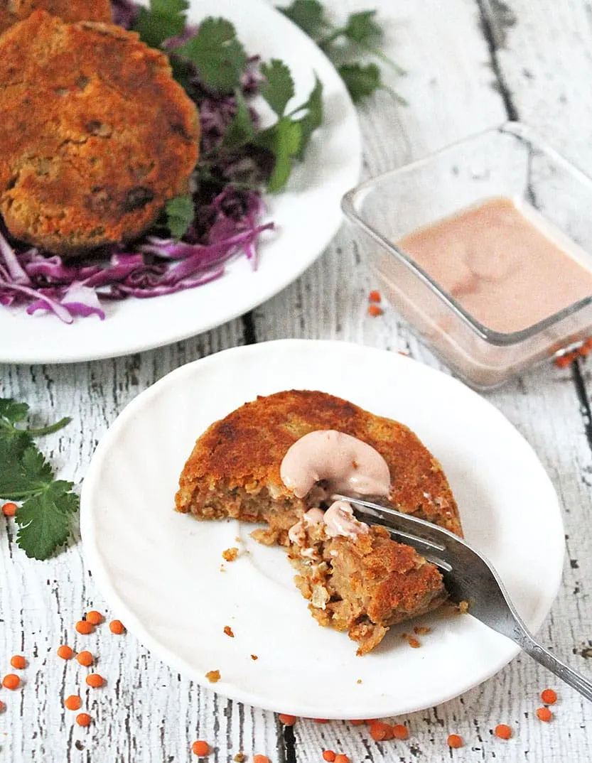 Lentil & Cheese Burgers With Wasabi-Tomato-Yogurt Sauce @RunninSrilankan