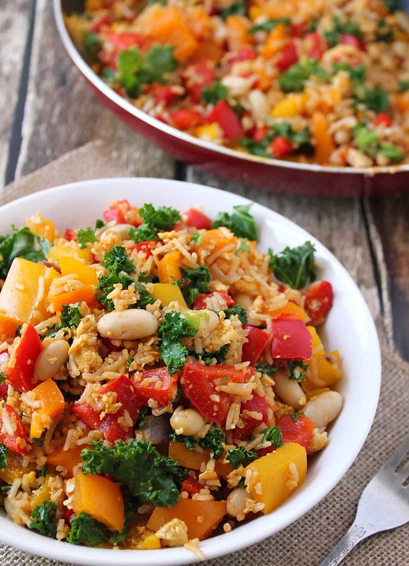 Vanilla Infused Fried Rice with Peppers and Kale @RunninSrilankan