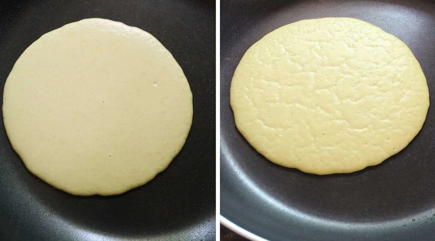Cook till little "crackles" appear - then flip it for perfectly golden pancakes