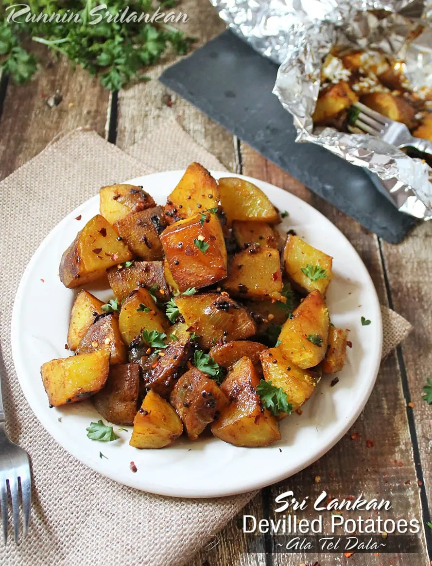 Srilankan Devilled Potatoes Ala Thel Dala @RunninSrilankan