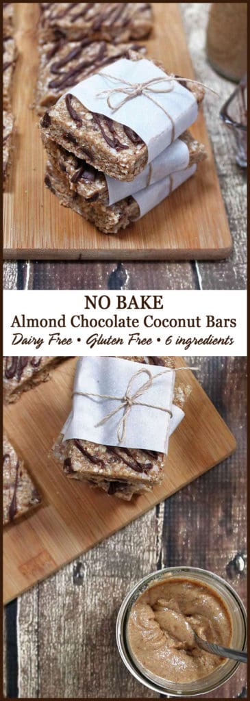 No Bake Chocolate Almond Coconut Bars 