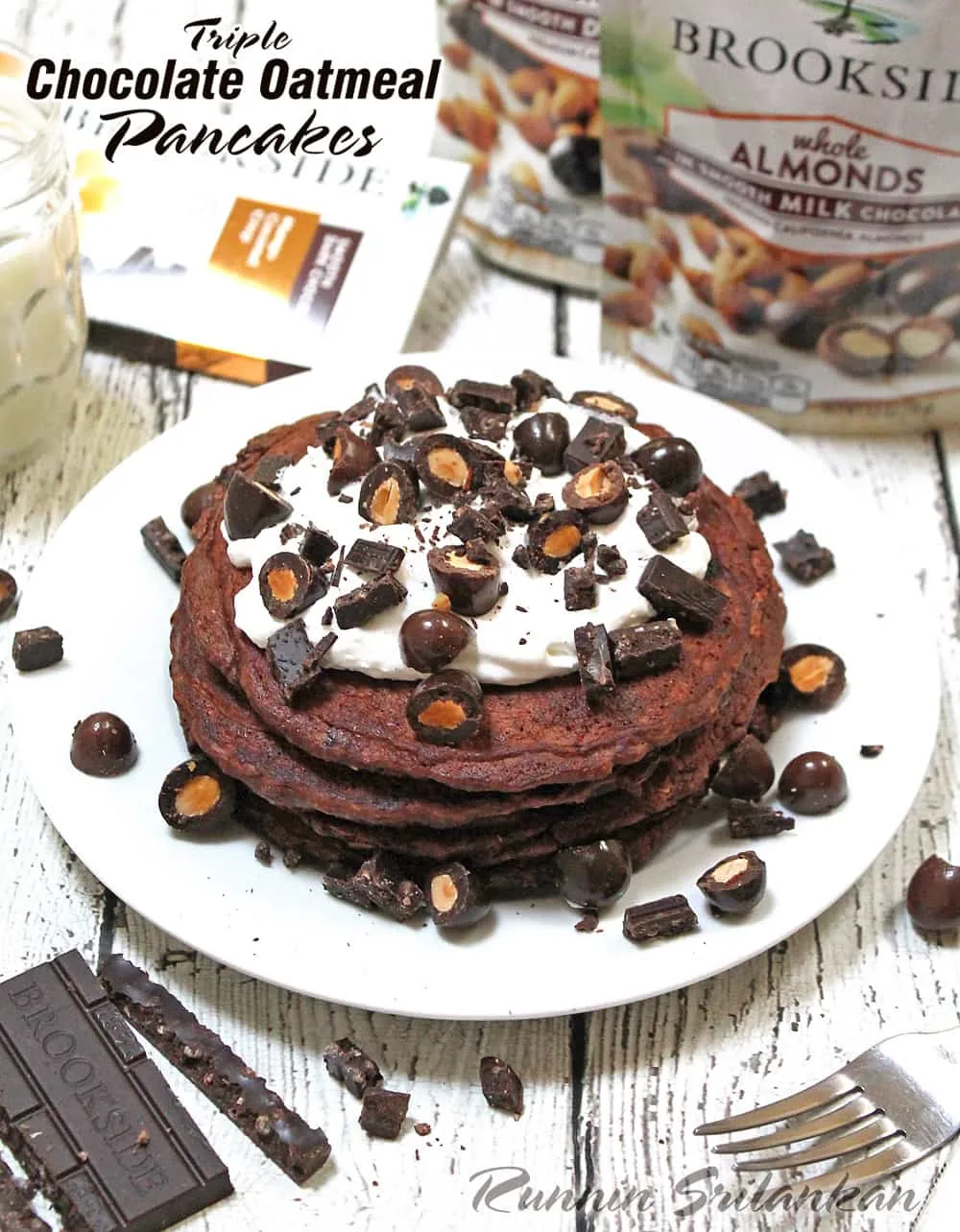 Triple Chocolate Oatmeal Pancakes #DiscoverBrookside