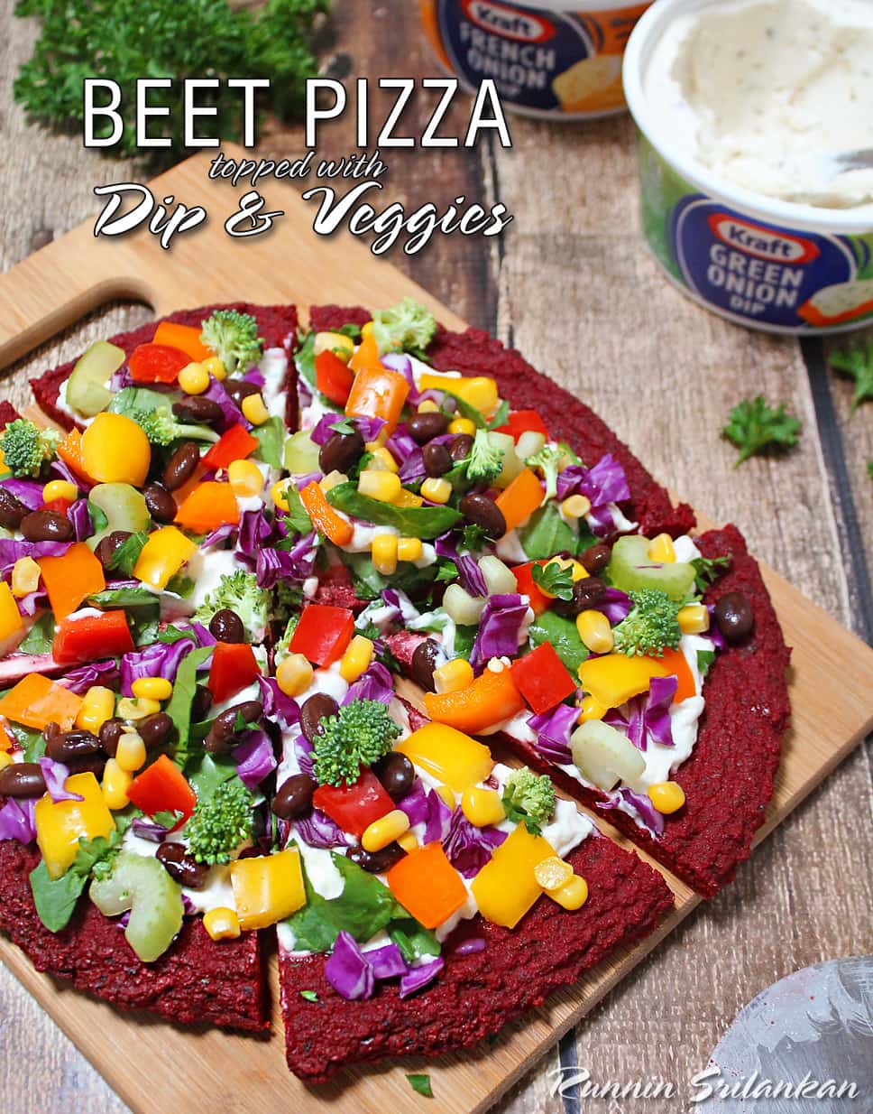 Veggie & Dip Topped Beet Pizza #DipYourWay 
