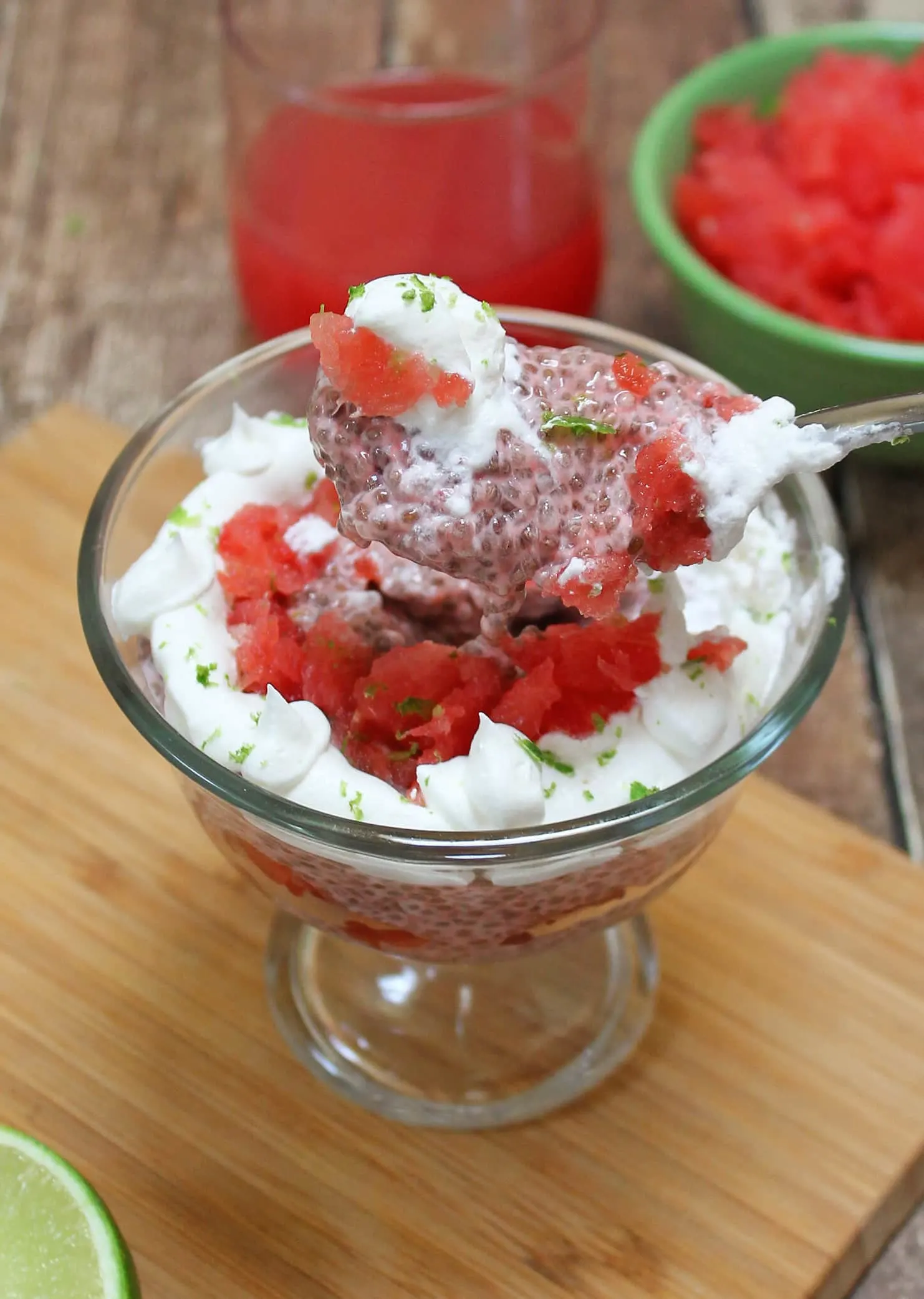 Watermelon Parfait With Lime and Whipped Topping