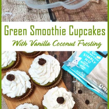 Simple Easy Green Smoothie Cupcakes with Vanilla Coconut Frosting