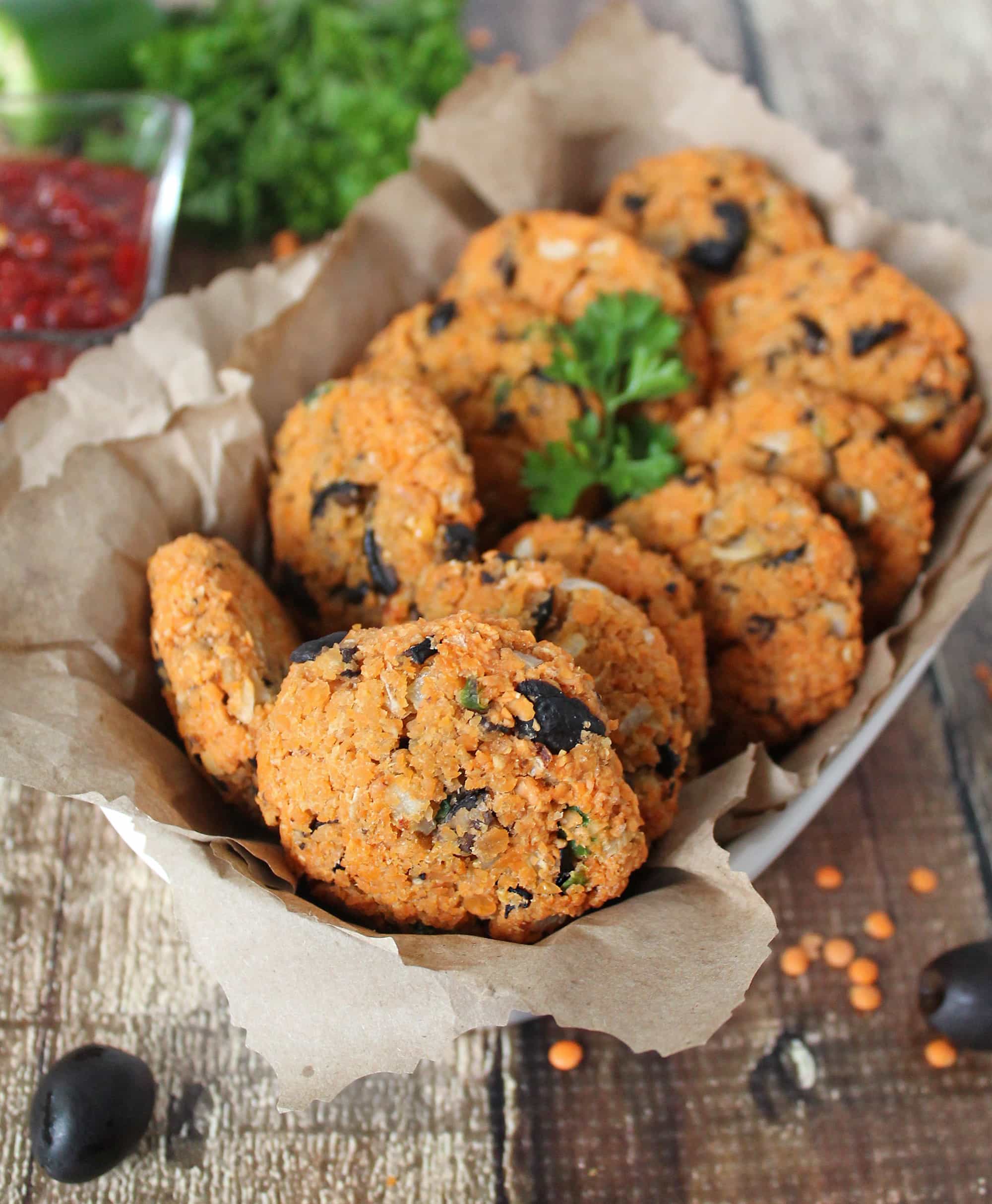 Baked Olive Lentil Fritters aka “Dal Vada”