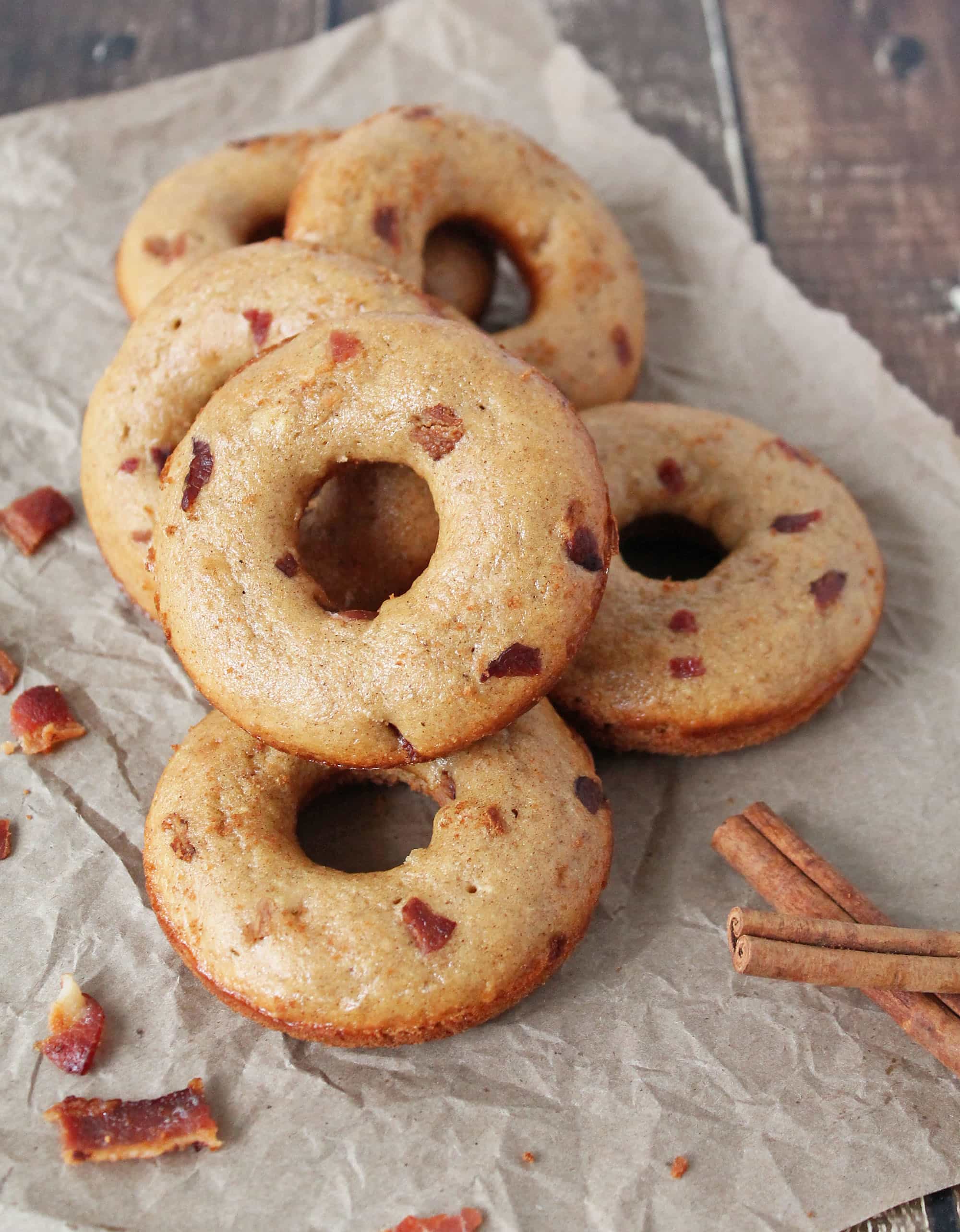 Baked Cinnamon Bacon Doughnuts