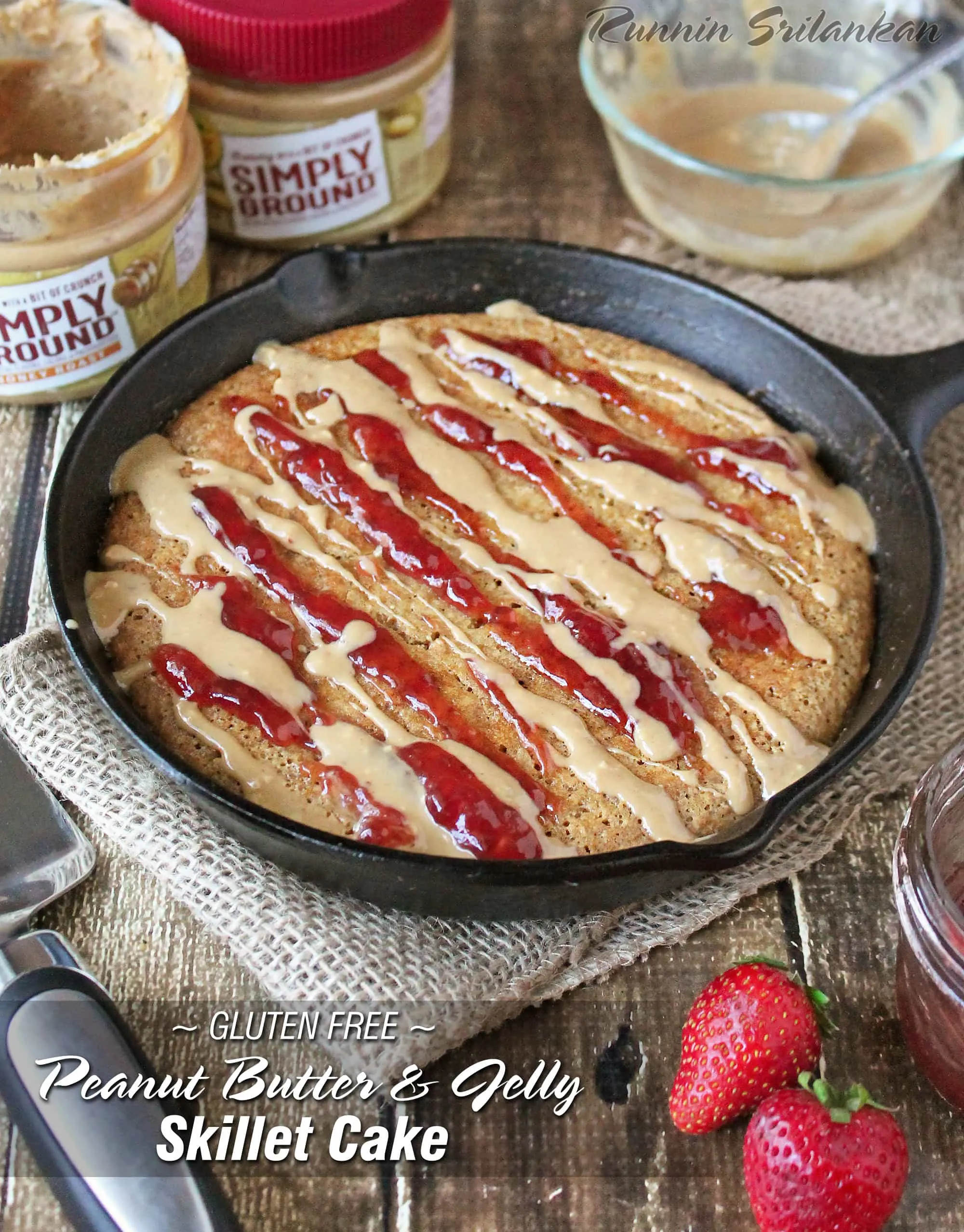 Gluten-Free Peanut Butter Jelly Skillet Cake #SpreadTheMagic