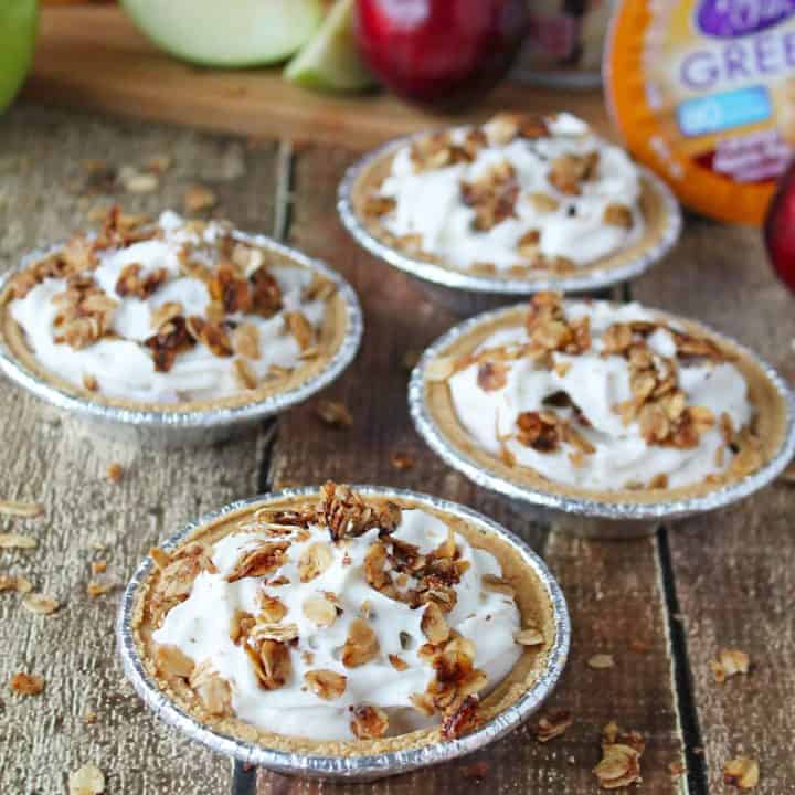 No Bake Apple Pear Plum Yogurt Crumble Pie