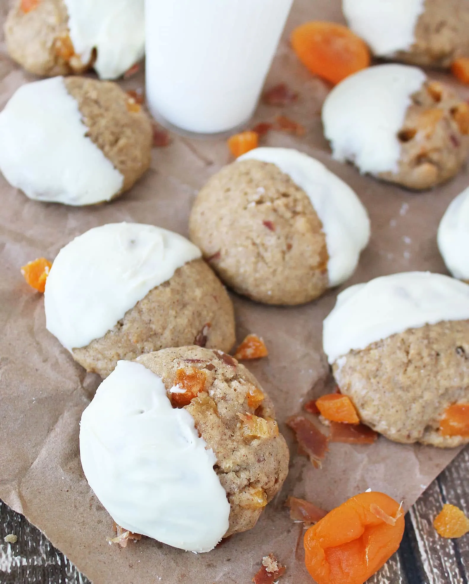 Gluten Free White Chocolate Glazed Prosciutto & Apricot Cookies