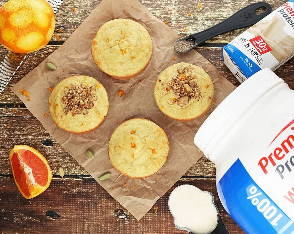 Orange Cardamom Protein Muffins are also gluten and dairy free #MyOneMore