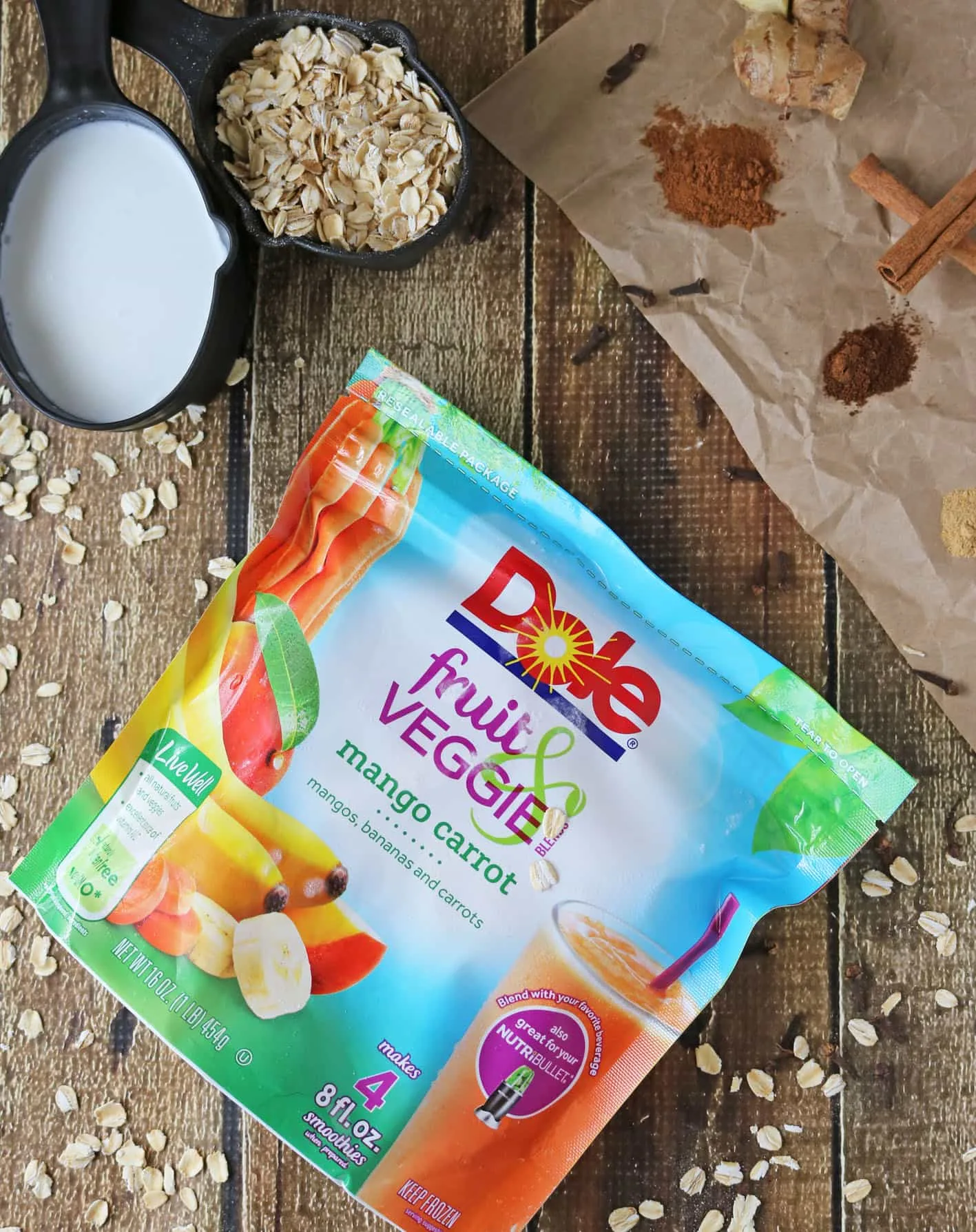 Dole® Fruit & Veggie Blends Mango Carrot Smoothie Mix 16 oz. Pouch, Smoothies, Novelties