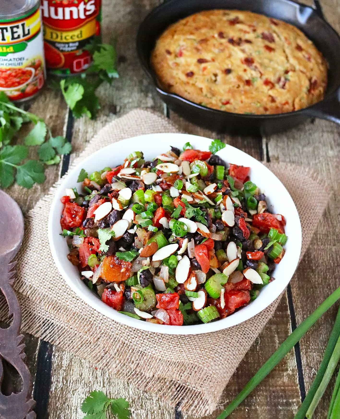Celery Bean Tomato Sald is the perfect accompaniment to Tomato Bacon Skillet Bread - both are ready in 40 minutes! 
