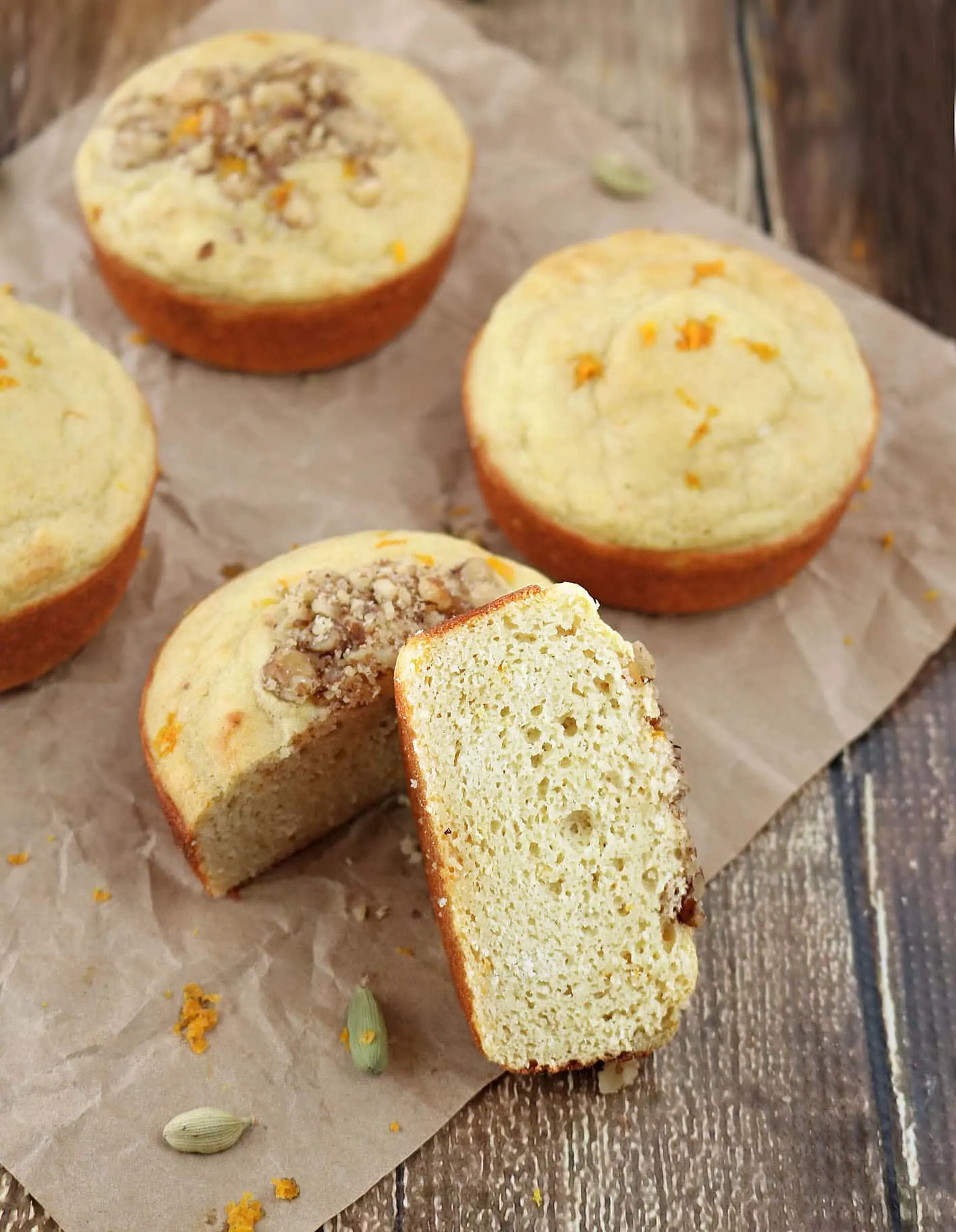 Orange Cardamom Protein Muffins are also gluten and dairy free #MyOneMore