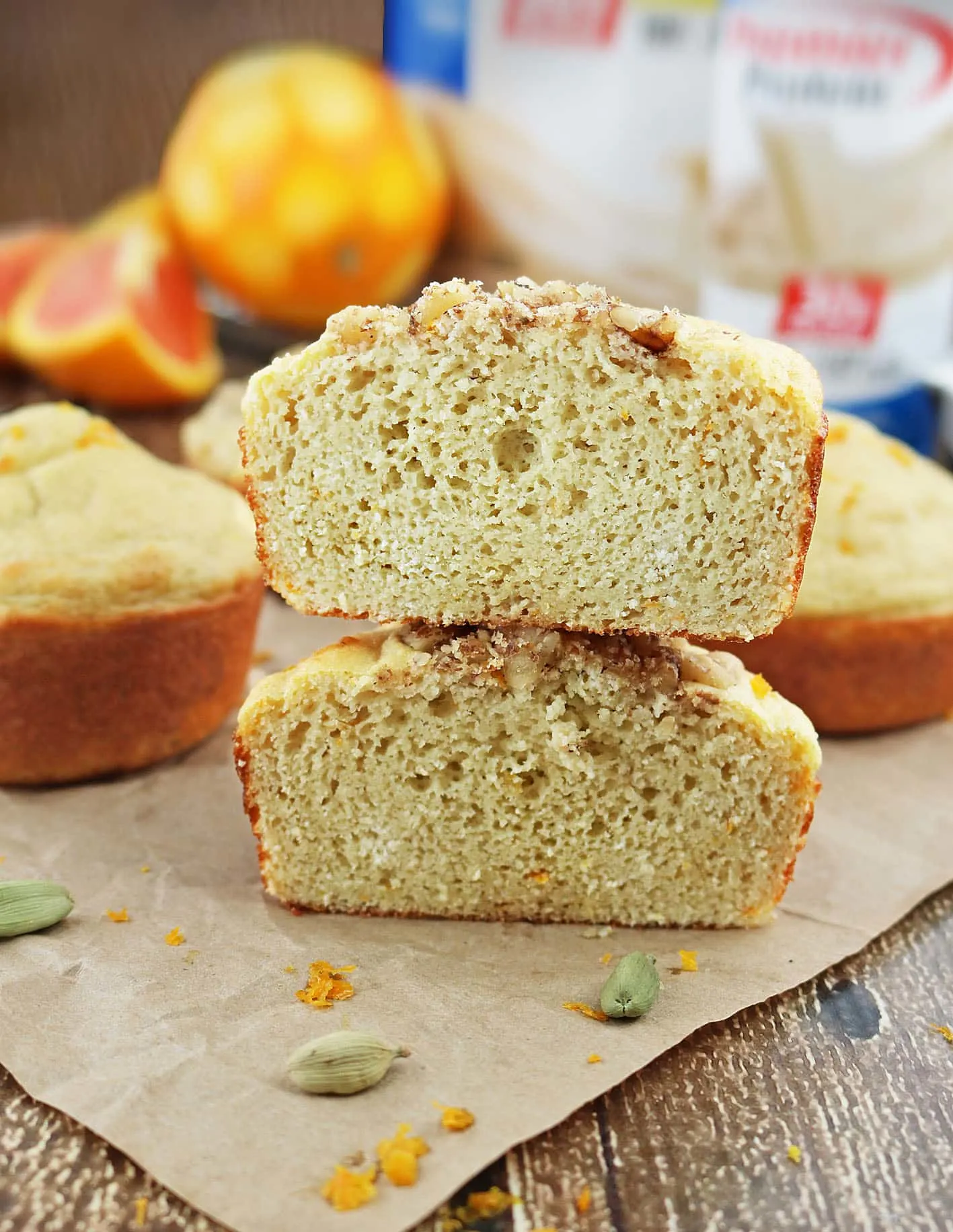 Orange Cardamom Protein Muffins are also gluten and dairy free #MyOneMore