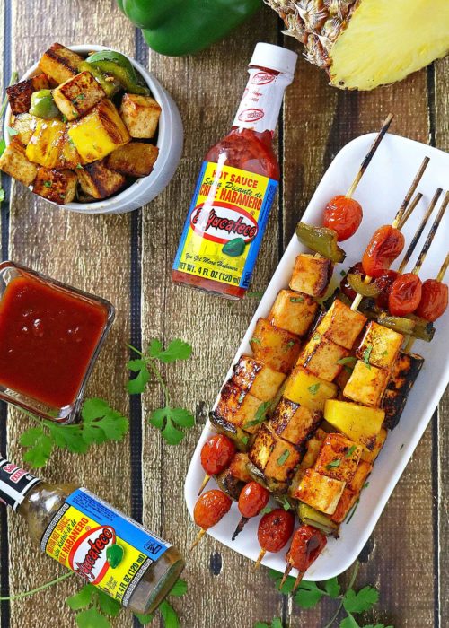 Spicy Sweet Pineapple Tofu Skewers