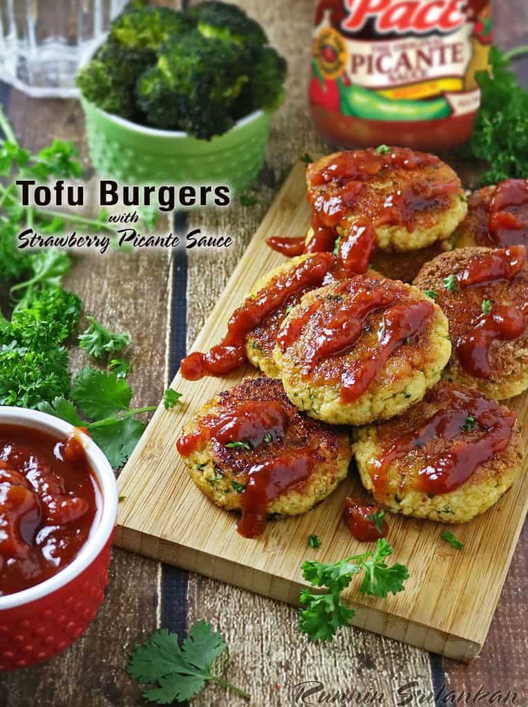 Tofu Burgers with Strawberry Picante Sauce #KickUpTheFlavor