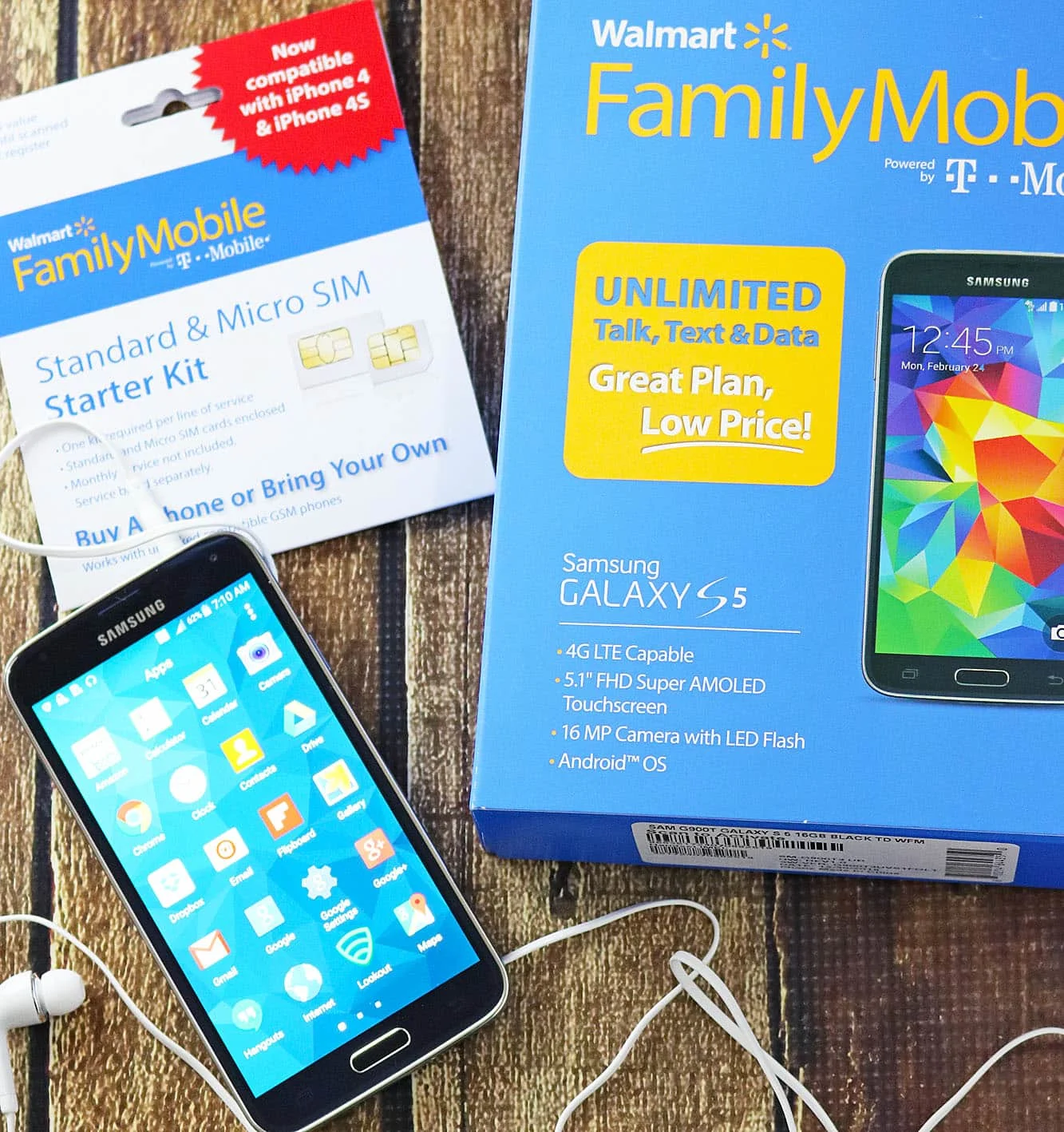 Walmart Family Mobile New 10GB of 4GLTE talk text data plan and Samsung Galaxy S5