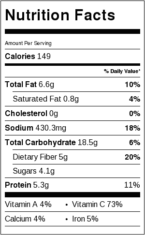 Red Pepper Hummus Nutrition Label