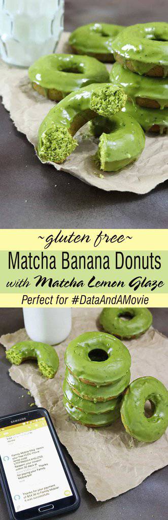 Matcha Banana Donuts With Matcha Lemon Glaze 