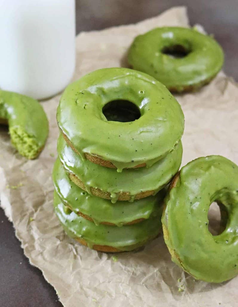 Matcha Banana Donuts With Matcha Lemon Glaze