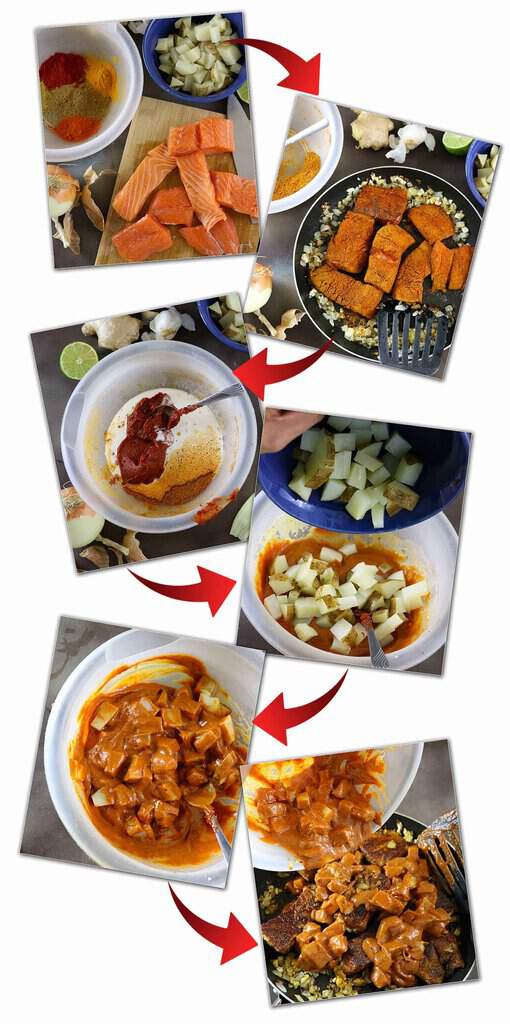 Potato & Salmon Dry Curry - Recipe available on RunninSrilankan.com