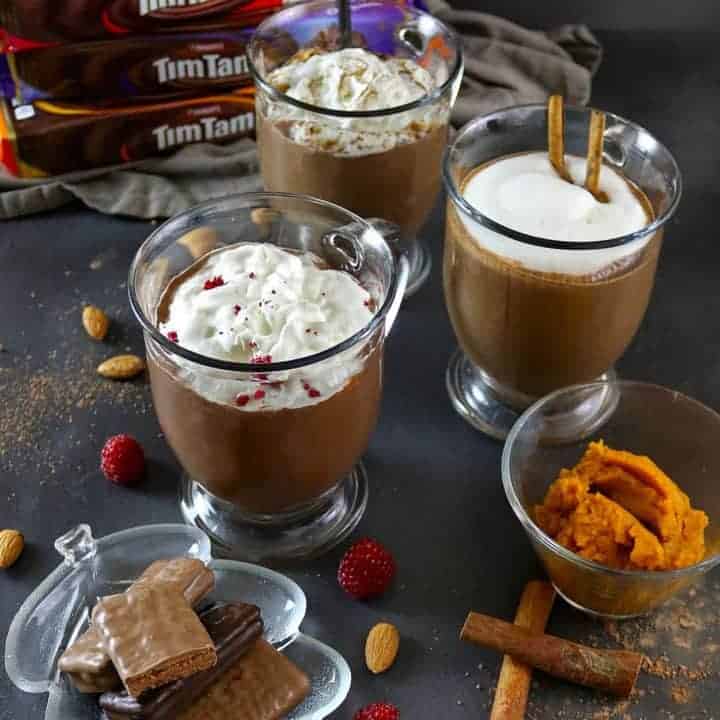 Pumpkin Spice, Almond, & Raspberry Hot Chocolates perfect with Tim Tams #ad #TimTamFriends