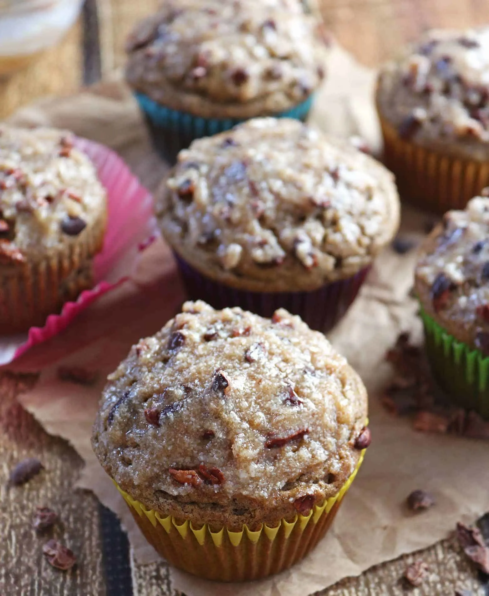 These Date Banana Muffins with Cacao Nibs are refined sugar-free, gluten-free and dairy-free AND taste-full!
