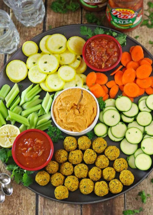 Salsa Hummus Dip & Picante Falafel Bites Snack Platter