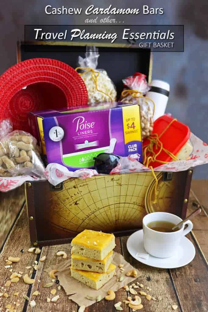 Cashew Cardamom Bars And Poise for Travel Gift Basket for Mom