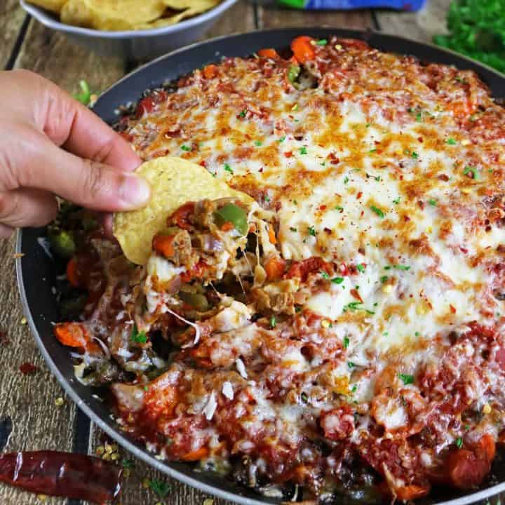 Cheesy Tomato Veggie Crumble Casserole #scrubseason