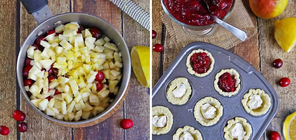 Citrusy Cranberry Pear Sauce and Cranberry Cream Cheese Tartlets