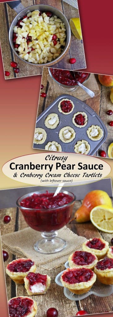 Citrusy Cranberry Pear Sauce and Cranberry Cream Cheese Tartlets