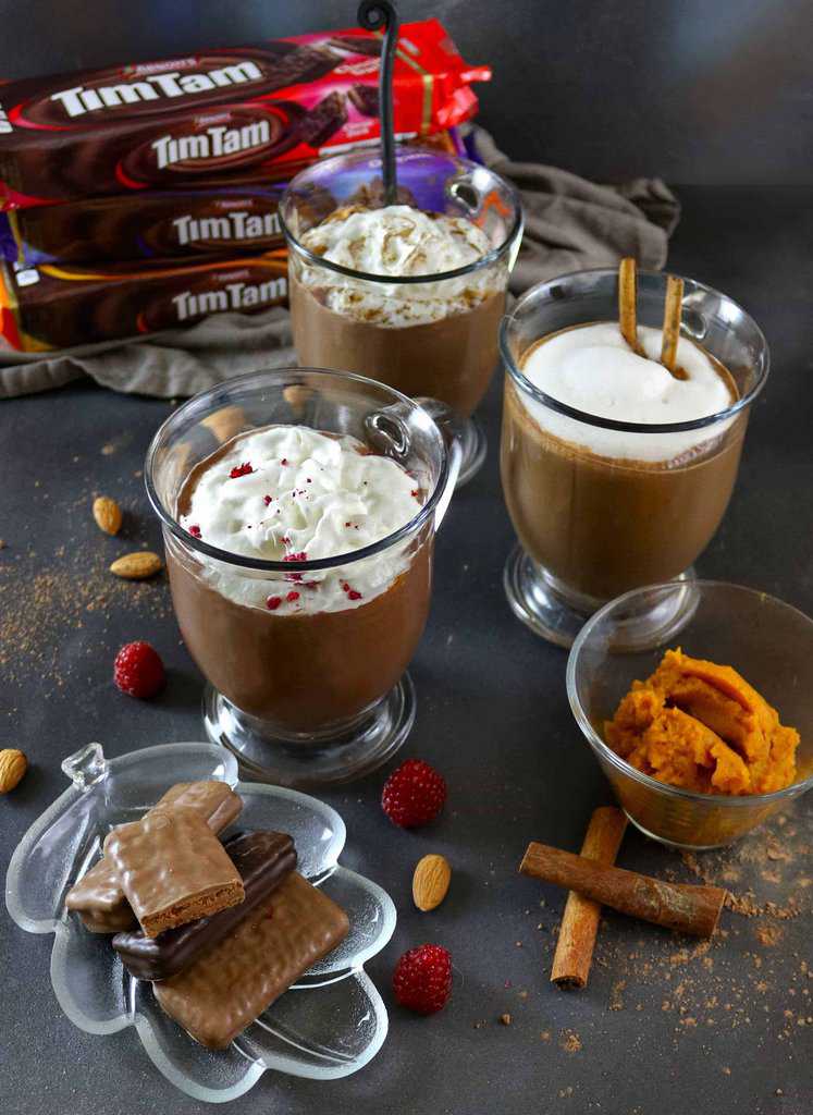 Pumpkin Spice, Almond, & Raspberry Hot Chocolates perfect with Tim Tams #ad #TimTamFriends