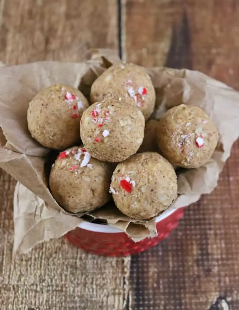 Peppermint White Chocolate Protein Bites