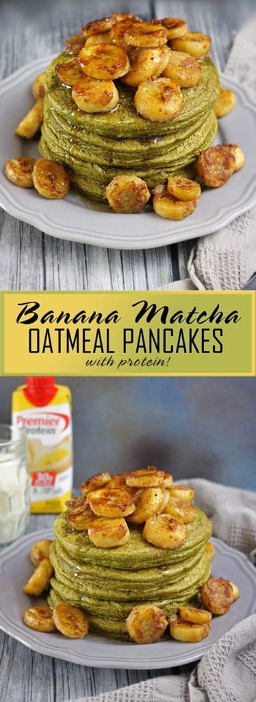 Banana Matcha Oatmeal Pancakes