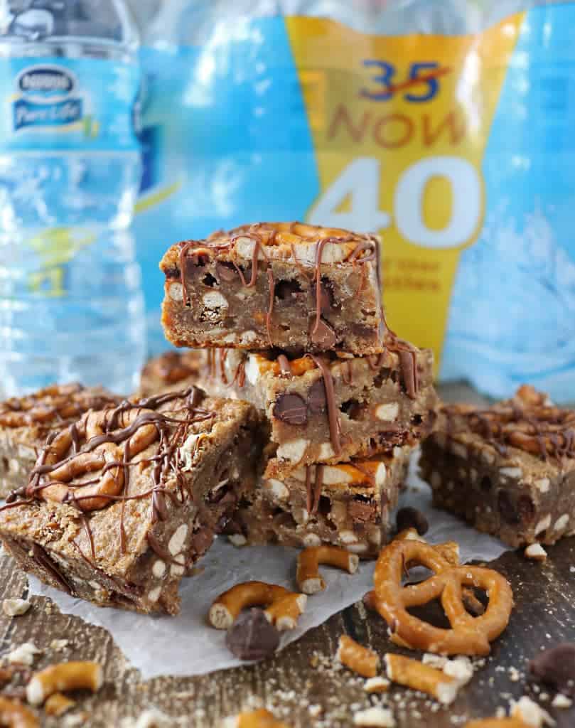 Healthy, 8Ingredient, Blender Chocolate Pretzel Bars