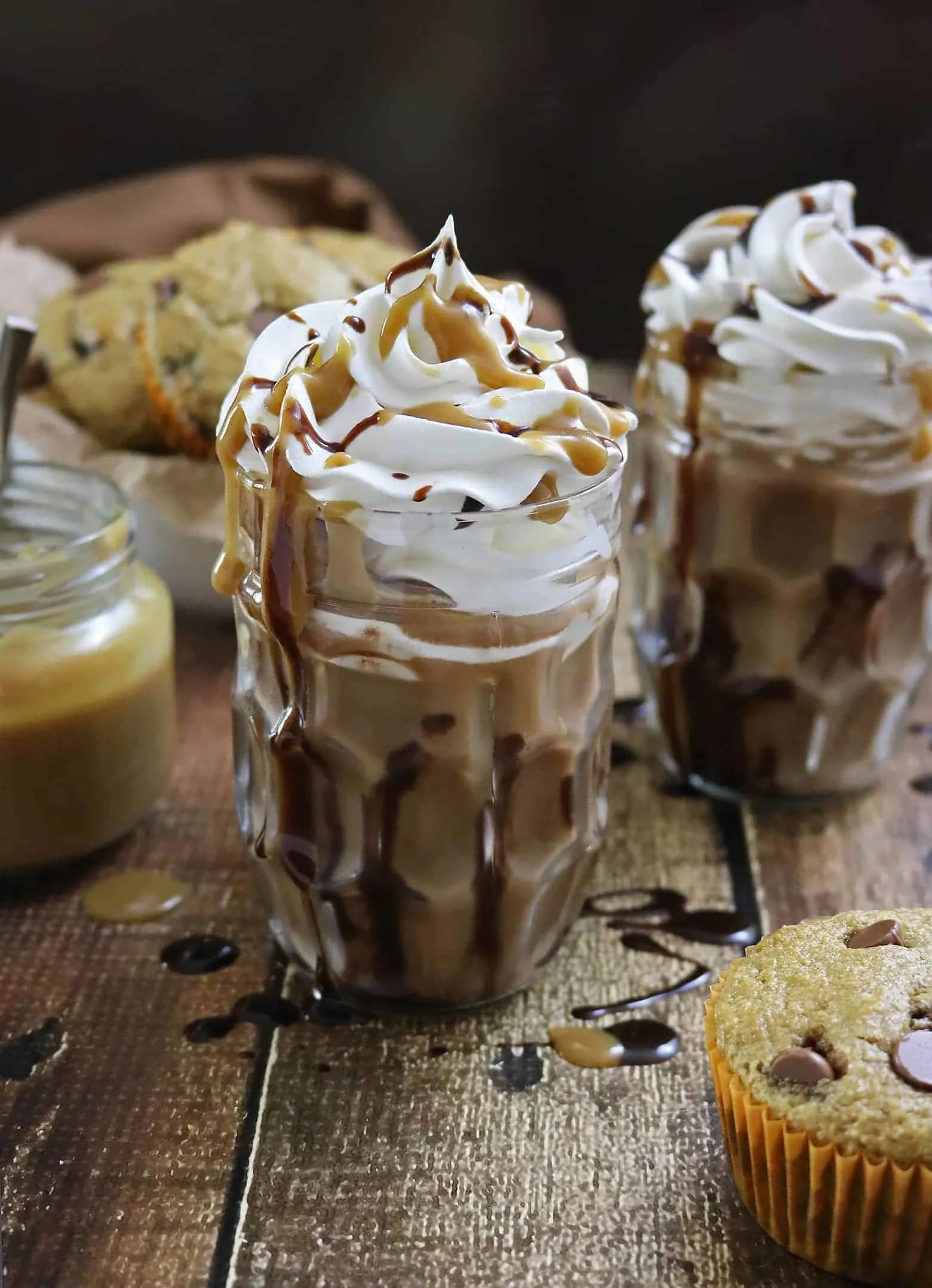 Gluten free Caramel Chocolate Muffins And Iced Caramel Mocha